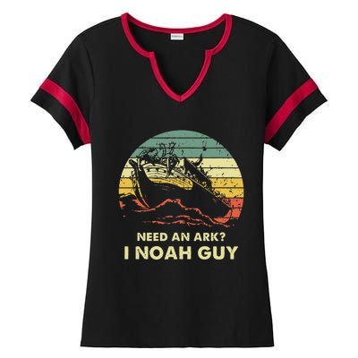 Need An Ark I Noah Guy Christian Jesus Retro Funny Ladies Halftime Notch Neck Tee