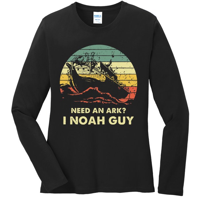 Need An Ark I Noah Guy Christian Jesus Retro Funny Ladies Long Sleeve Shirt