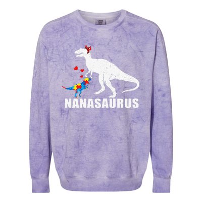 Nanasaurus Autism Awareness Autism Mother's Day Colorblast Crewneck Sweatshirt