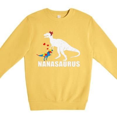 Nanasaurus Autism Awareness Autism Mother's Day Premium Crewneck Sweatshirt