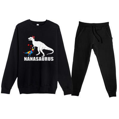 Nanasaurus Autism Awareness Autism Mother's Day Premium Crewneck Sweatsuit Set