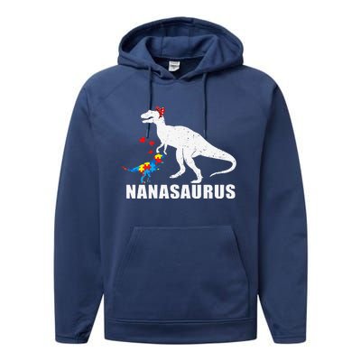 Nanasaurus Autism Awareness Autism Mother's Day Performance Fleece Hoodie