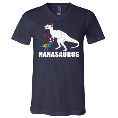 Nanasaurus Autism Awareness Autism Mother's Day V-Neck T-Shirt