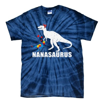 Nanasaurus Autism Awareness Autism Mother's Day Tie-Dye T-Shirt