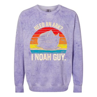 Need An Ark I Noah Guy Christian Ark Noah Pun Vintage Colorblast Crewneck Sweatshirt