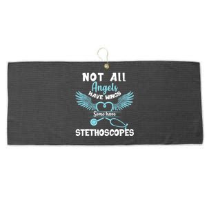 Not All Angels Have Wings Some Have Stethoscopes Funny Nurse Funny Gift Large Microfiber Waffle Golf Towel