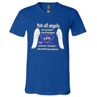 Not All Angels Wear Wings Some Wear Stethoscopes Lpn Nurse Funny Gift V-Neck T-Shirt