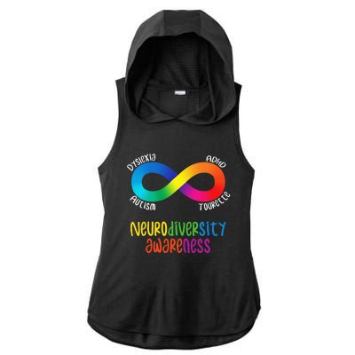 Neurodiversity Awareness ADHD Autism Dyslexia Tourette Ladies PosiCharge Tri-Blend Wicking Draft Hoodie Tank