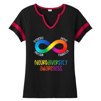 Neurodiversity Awareness ADHD Autism Dyslexia Tourette Ladies Halftime Notch Neck Tee