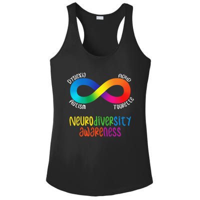 Neurodiversity Awareness ADHD Autism Dyslexia Tourette Ladies PosiCharge Competitor Racerback Tank