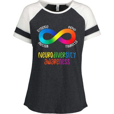 Neurodiversity Awareness ADHD Autism Dyslexia Tourette Enza Ladies Jersey Colorblock Tee