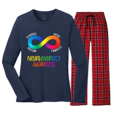 Neurodiversity Awareness ADHD Autism Dyslexia Tourette Women's Long Sleeve Flannel Pajama Set 