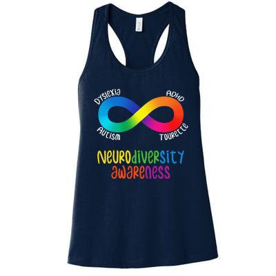 Neurodiversity Awareness ADHD Autism Dyslexia Tourette Women's Racerback Tank