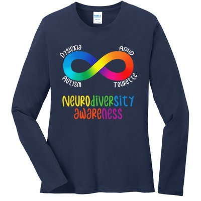 Neurodiversity Awareness ADHD Autism Dyslexia Tourette Ladies Long Sleeve Shirt