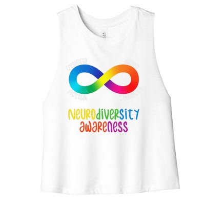 Neurodiversity Awareness ADHD Autism Dyslexia Tourette Women's Racerback Cropped Tank