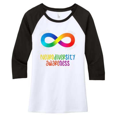 Neurodiversity Awareness ADHD Autism Dyslexia Tourette Women's Tri-Blend 3/4-Sleeve Raglan Shirt