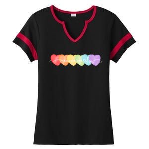 Neurodiversity Autism Awareness Hearts Ladies Halftime Notch Neck Tee