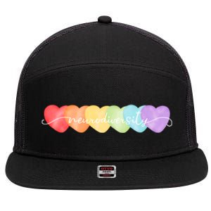 Neurodiversity Autism Awareness Hearts 7 Panel Mesh Trucker Snapback Hat