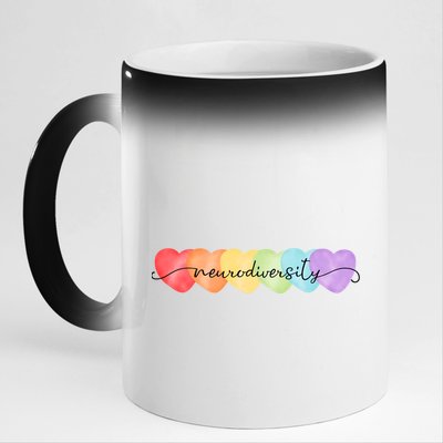 Neurodiversity Autism Awareness Hearts 11oz Black Color Changing Mug