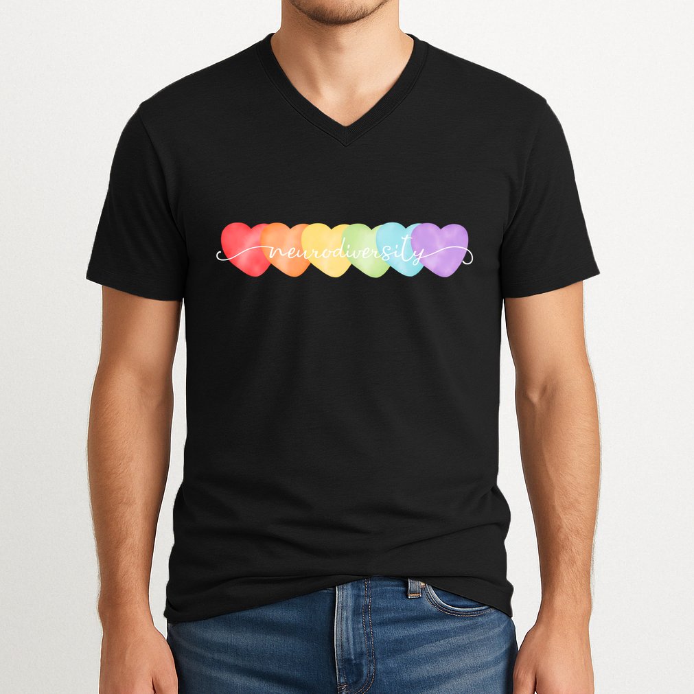 Neurodiversity Autism Awareness Hearts V-Neck T-Shirt