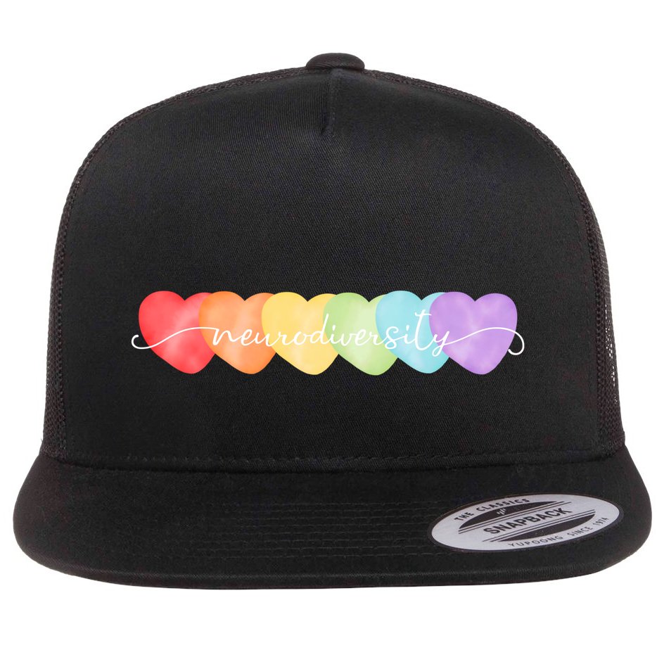 Neurodiversity Autism Awareness Hearts Flat Bill Trucker Hat