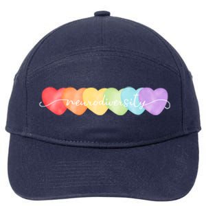 Neurodiversity Autism Awareness Hearts 7-Panel Snapback Hat