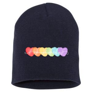 Neurodiversity Autism Awareness Hearts Short Acrylic Beanie