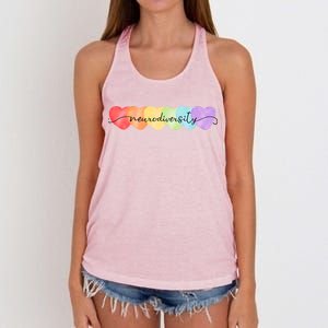 Neurodiversity Autism Awareness Hearts Women's Knotted Racerback Tank