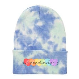 Neurodiversity Autism Awareness Hearts Tie Dye 12in Knit Beanie