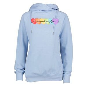 Neurodiversity Autism Awareness Hearts Womens Funnel Neck Pullover Hood