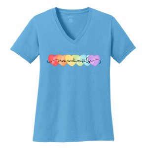 Neurodiversity Autism Awareness Hearts Women's V-Neck T-Shirt