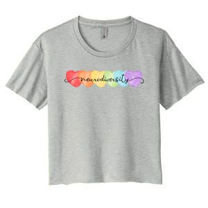 Neurodiversity Autism Awareness Hearts Women's Crop Top Tee