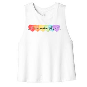 Neurodiversity Autism Awareness Hearts Women's Racerback Cropped Tank