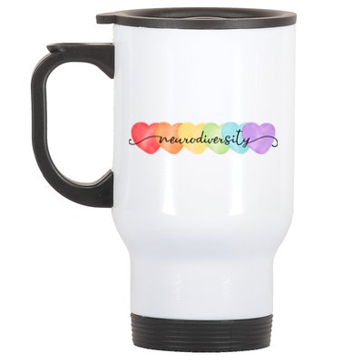 Neurodiversity Autism Awareness Hearts Stainless Steel Travel Mug