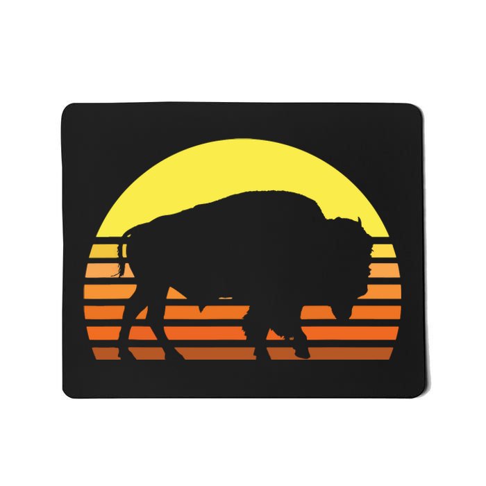 Native American Bison Buffalo Bull Western Indian Retro Sun Mousepad