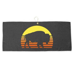 Native American Bison Buffalo Bull Western Indian Retro Sun Large Microfiber Waffle Golf Towel