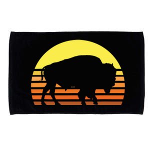 Native American Bison Buffalo Bull Western Indian Retro Sun Microfiber Hand Towel