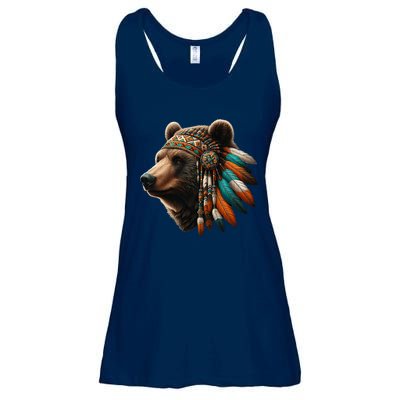 Native American Bear Artwork Native American Day Design Ladies Essential Flowy Tank