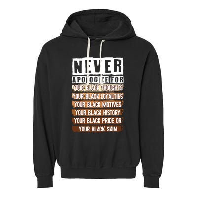 Never Apologize Black History Month BLM Melanin Pride Afro Garment-Dyed Fleece Hoodie