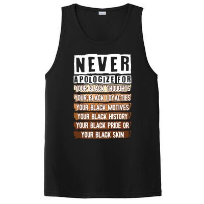 Never Apologize Black History Month BLM Melanin Pride Afro PosiCharge Competitor Tank