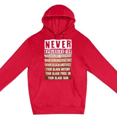 Never Apologize Black History Month BLM Melanin Pride Afro Premium Pullover Hoodie