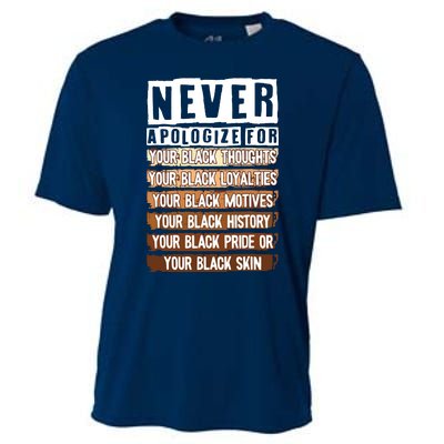 Never Apologize Black History Month BLM Melanin Pride Afro Cooling Performance Crew T-Shirt