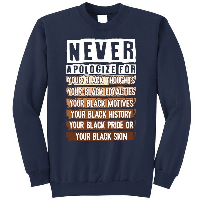 Never Apologize Black History Month BLM Melanin Pride Afro Sweatshirt