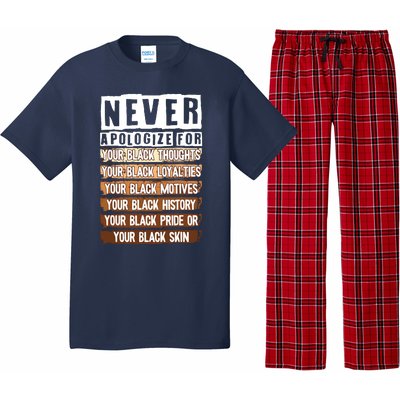 Never Apologize Black History Month BLM Melanin Pride Afro Pajama Set