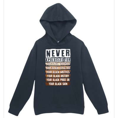 Never Apologize Black History Month BLM Melanin Pride Afro Urban Pullover Hoodie