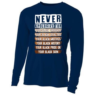 Never Apologize Black History Month BLM Melanin Pride Afro Cooling Performance Long Sleeve Crew