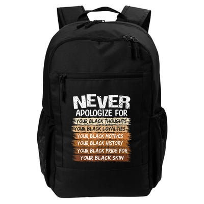 Never Apologize Black History Month African American Pride Daily Commute Backpack
