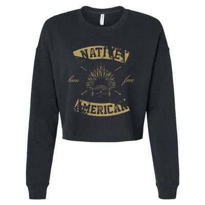 Native American Born Free Cropped Pullover Crew