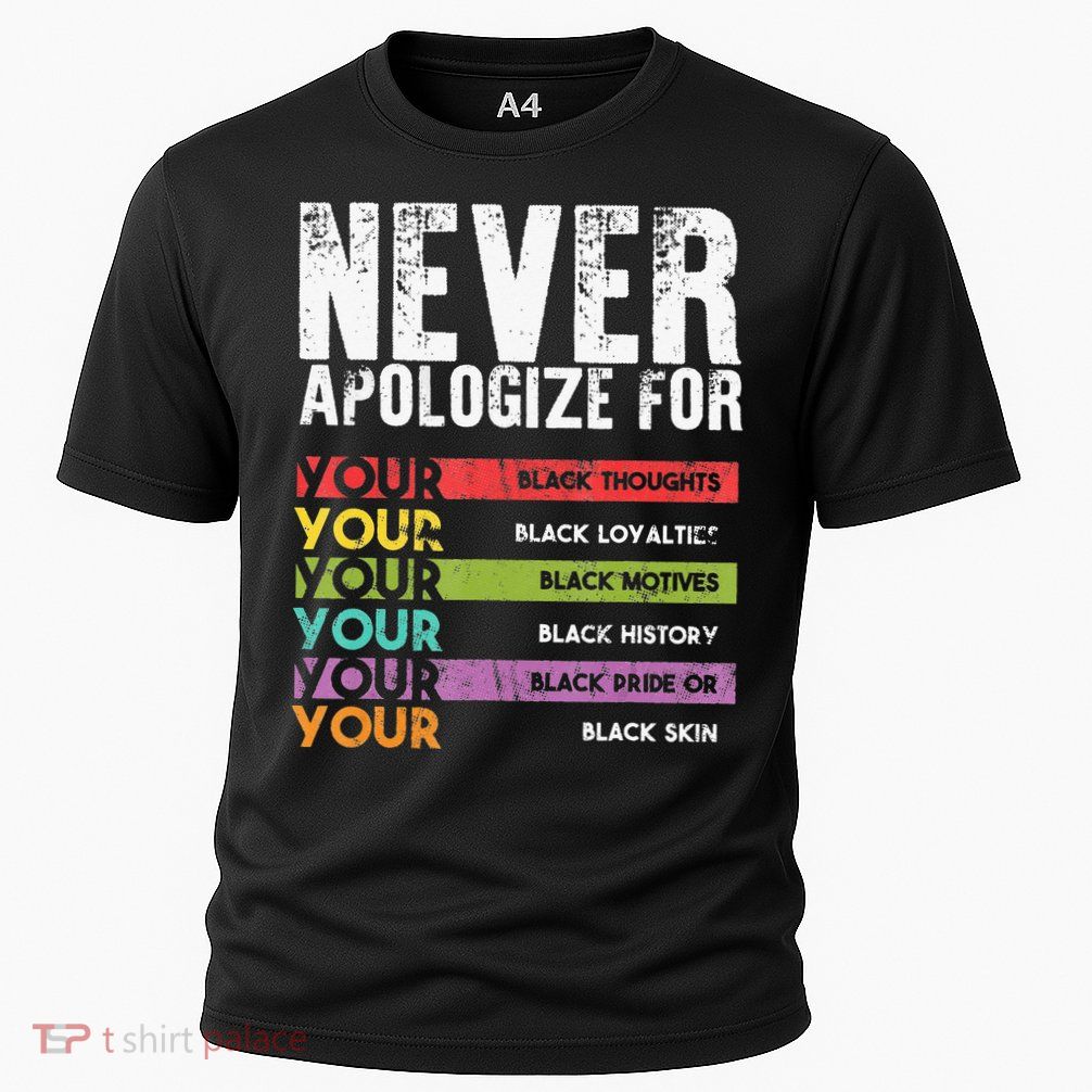 Never Apologize Black History Month BLM Melanin Pride Afro Performance Shirt