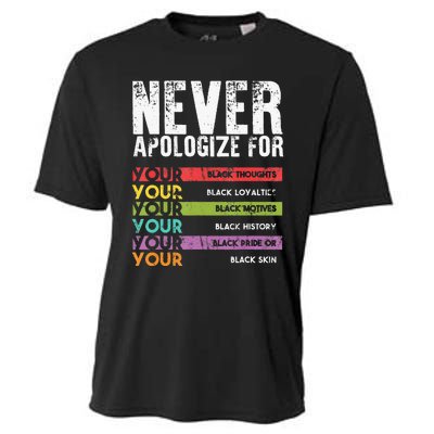 Never Apologize Black History Month BLM Melanin Pride Afro Cooling Performance Crew T-Shirt